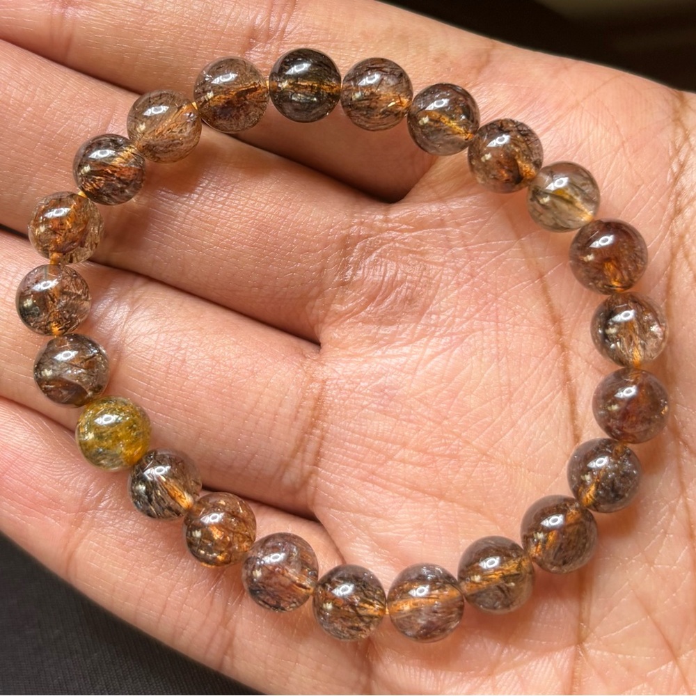 HQ Black Golden Super Seven Crystal Bracelet 8mm - Picture 5 of 6